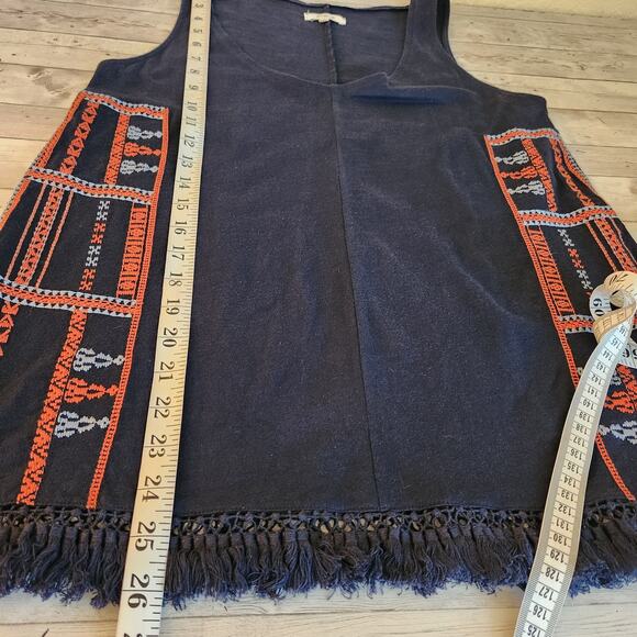 Madewell Scoop Neck Embroidered Fringe Tank Top Size Small - Picture 8 of 9